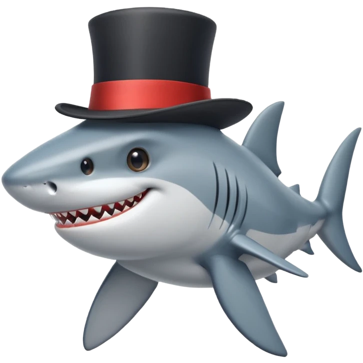 Shark with a top hat emoji