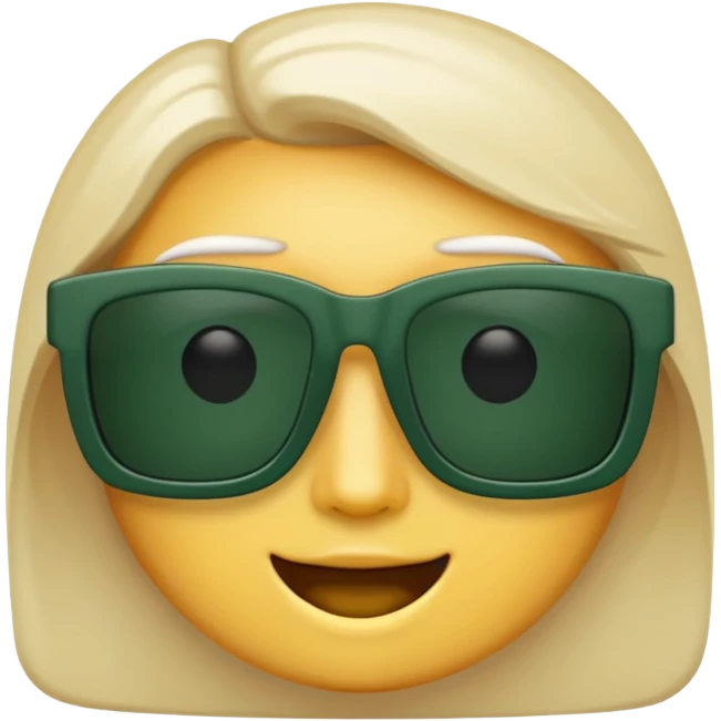 white frame, dark green lenses, rectangular sunglasses, emoji style emoji