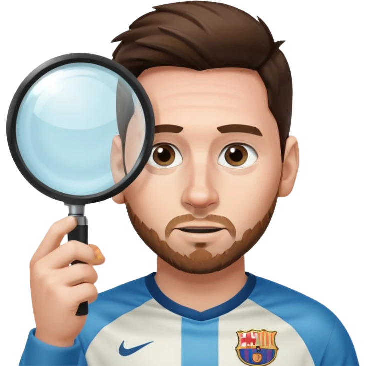 Messi mirando con una lupa emoji