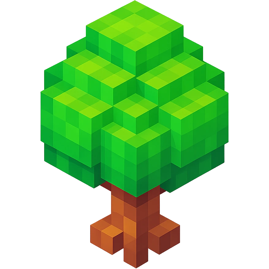 voxel style tree, isometric view emoji