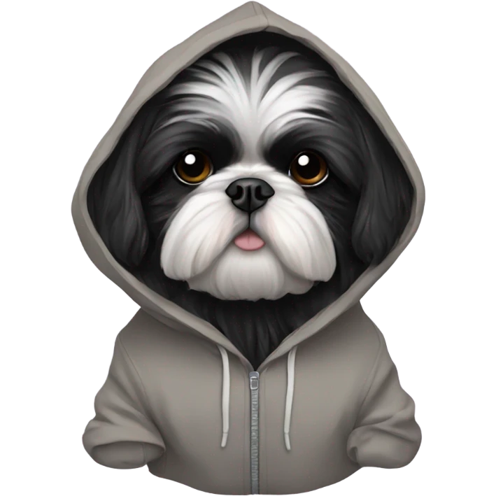 Black shih tzu in hoodie emoji