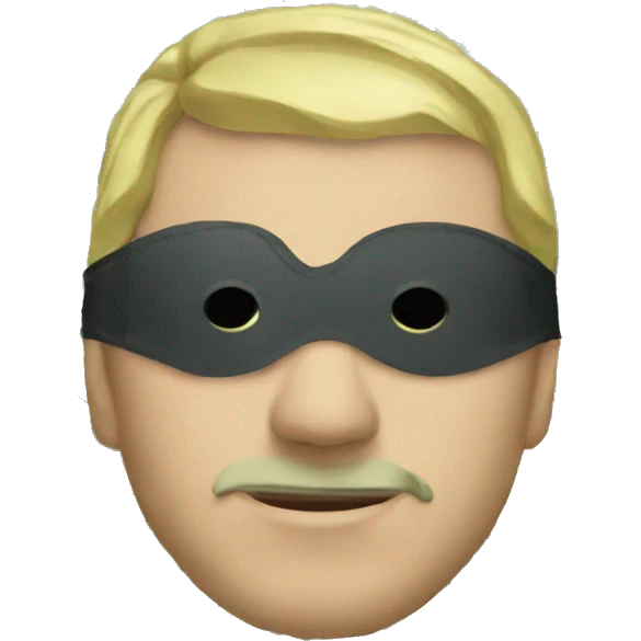 man wearing eye mask made of money emoji