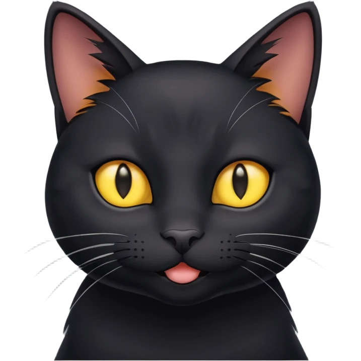 head of a happy black cat emoji