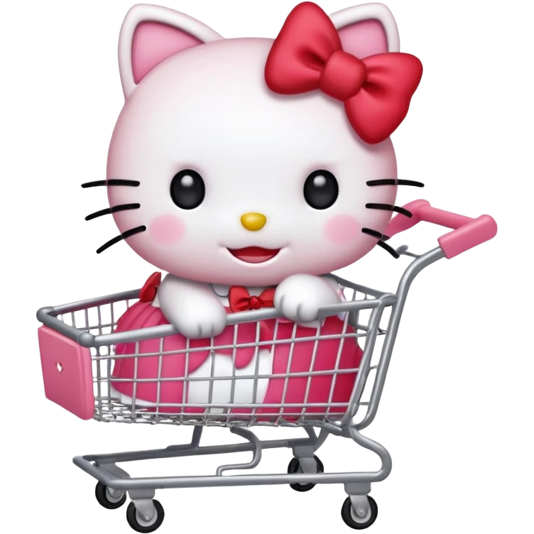 hello kitty pushing a shopping cart emoji