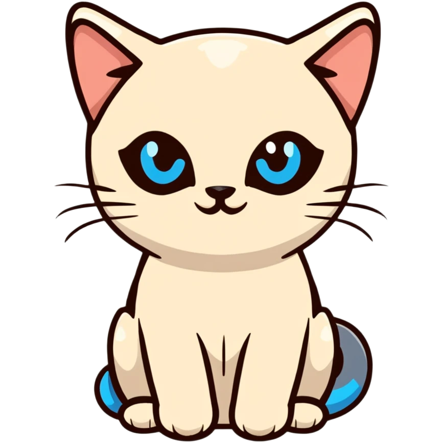 A siamese cat with blue eyes, laying down emoji
