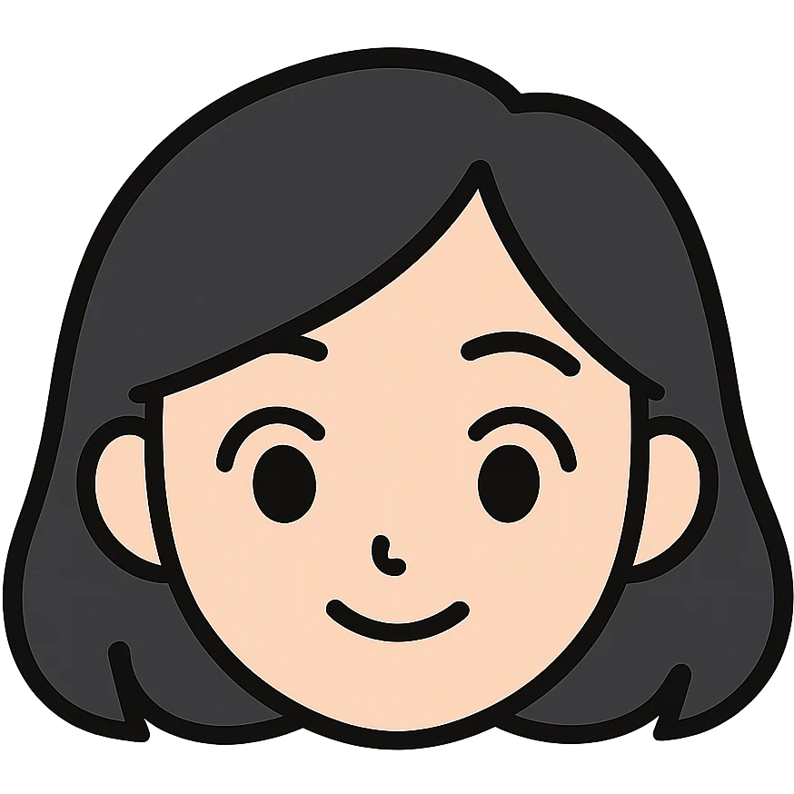 Create a cute cartoon style girl head only (no neck) with a pale skin tone and a face resembling Samsung Sam. The style should be clean and cartoonish, with no outlines on the edges. The background should be white. Suitable for a Telegram bot profile. emoji