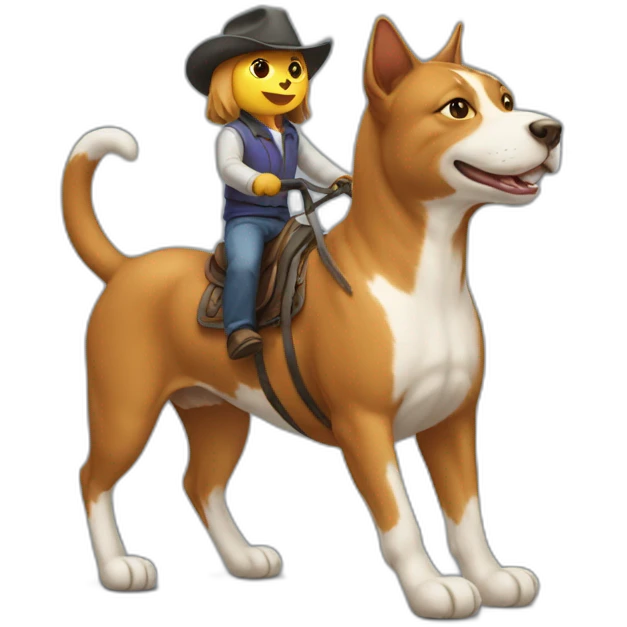 cat riding dog like a horse emoji