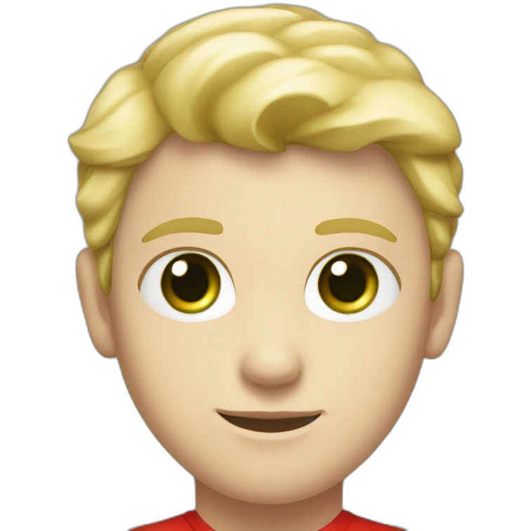 A boy with white skin, blond hair, green eyes, and wearing a red silk shirt emoji