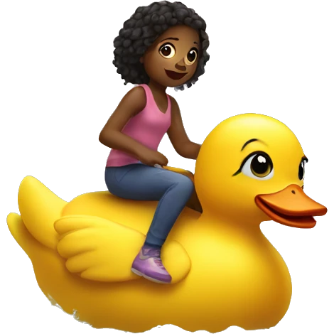 Daughter rose riding a rubber ducky emoji