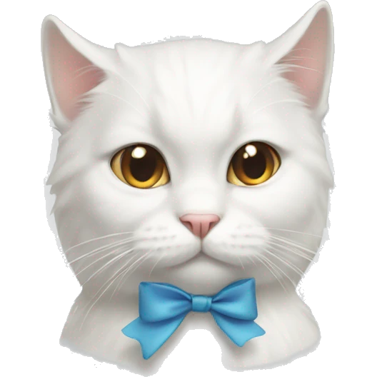 white cat with bow emoji