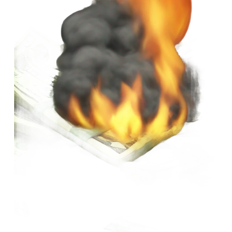 Money burning in a pile emoji