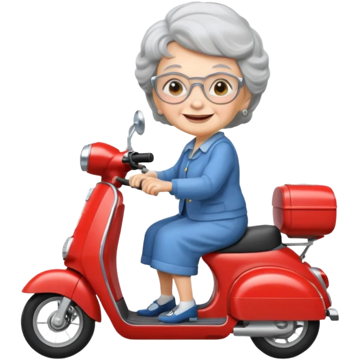 Granny on a scooter with super engine emoji