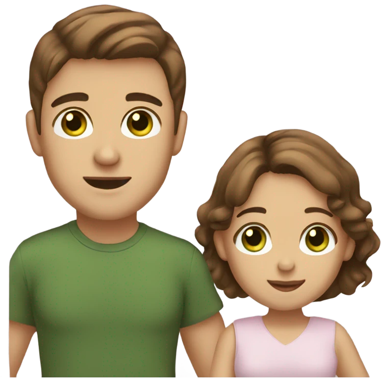 Couple with a baby. Man brown hair and green eyes and girl brown hair and eyes. Baby is a boy.  emoji