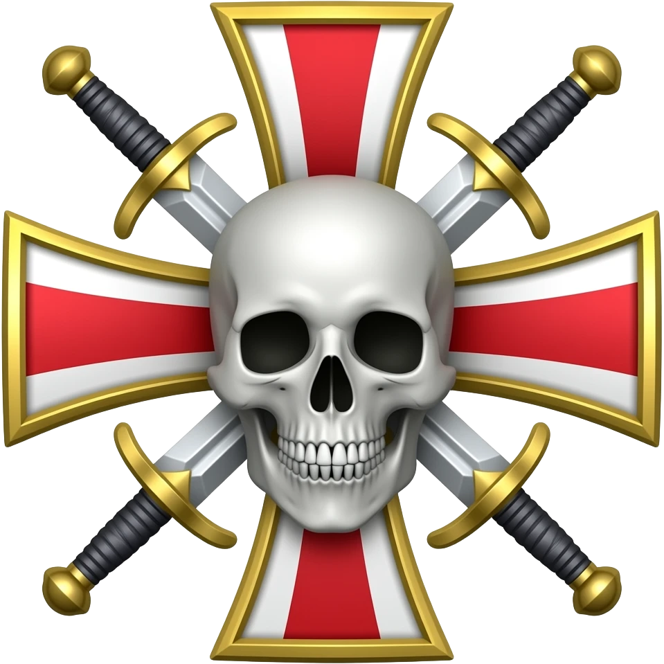 Templar cross with swords in middle and Skull emoji