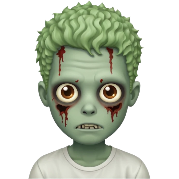 zombie boy with curly fade hair and white shirt emoji emoji