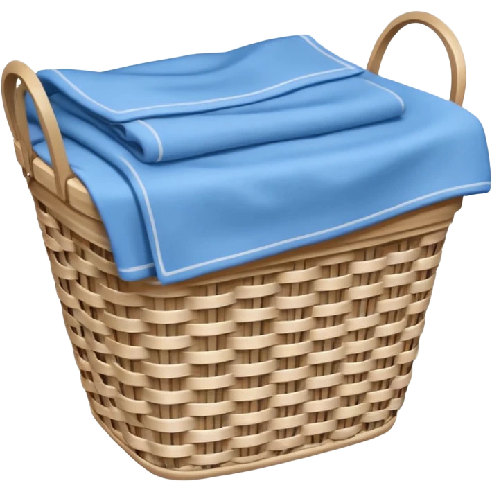 white LAUNDRY BASKET WITH FOLDED blue CLOTHES emoji