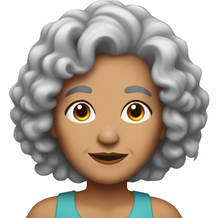 Latina grandma with brown curly long hair and tattoos emoji