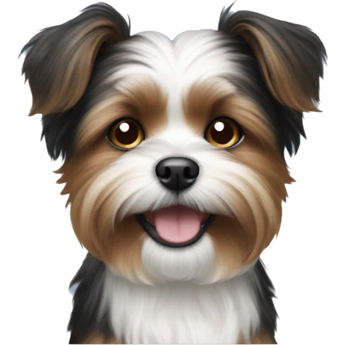 Black brown and white shorkie dog smiling emoji