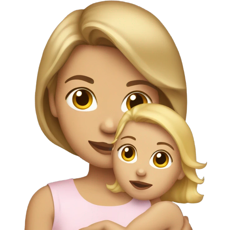 Brown haired women holding a blonde haired baby emoji