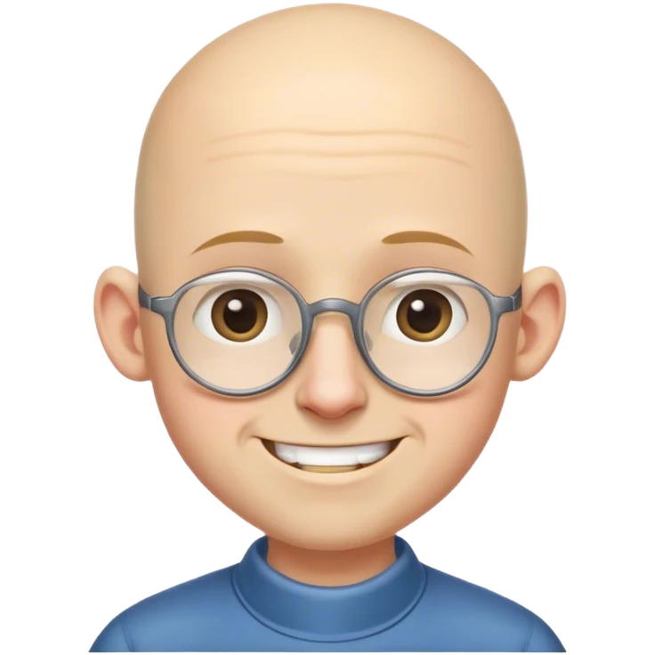 Kinda bald with a little bit of a little hair a little bit smiling nerd without glasses skinny ugly (Mr (not) incredible head?) with sideways ears with kinda fat neck and throat with tiny eyes and big chin, BIGGEST AHH FOREHEAD, and he’s probably a mechanic emoji