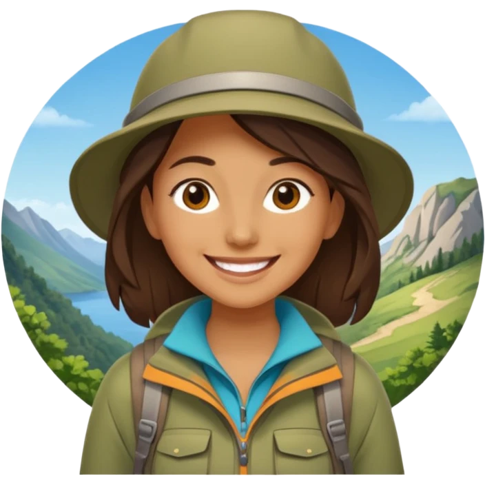 woman hiking in the woods in the sunshine emoji