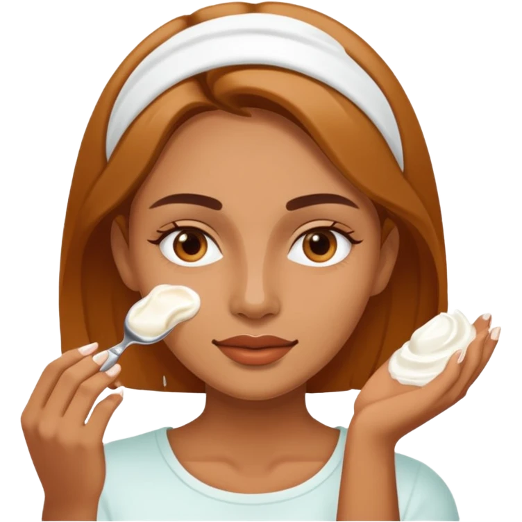 woman putting a white cream on her face emoji