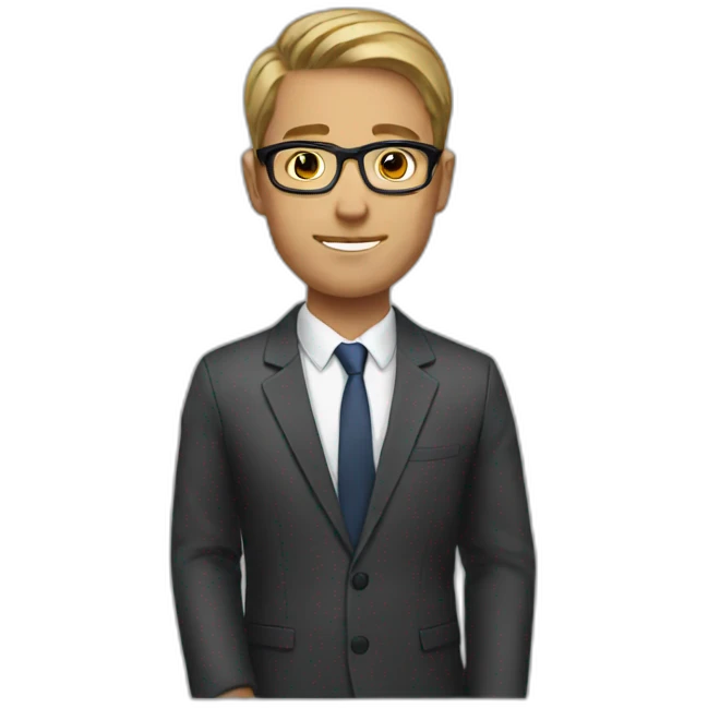 male lawyer short hair transparent glasses emoji