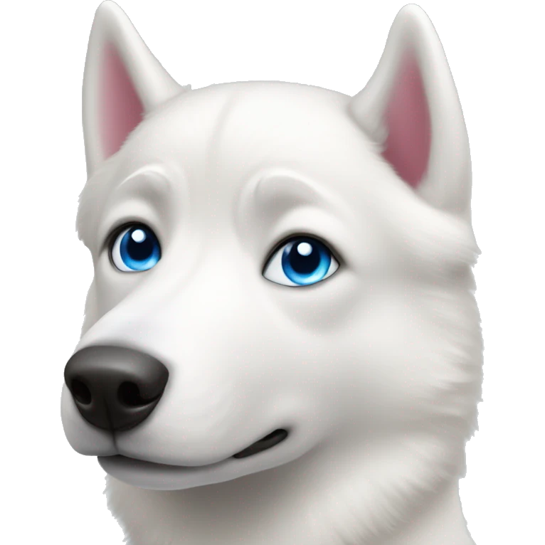 White husky with blue eyes and pink nose emoji