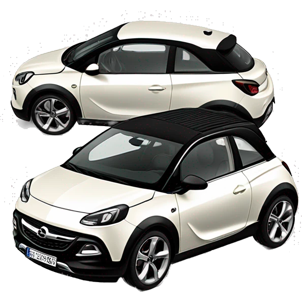 opel adam rocks in off white with black sliding sun roof, front view emoji