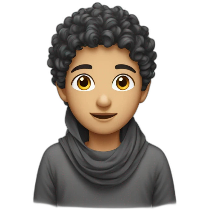 curly arabic boy in loce with hijabi emoji
