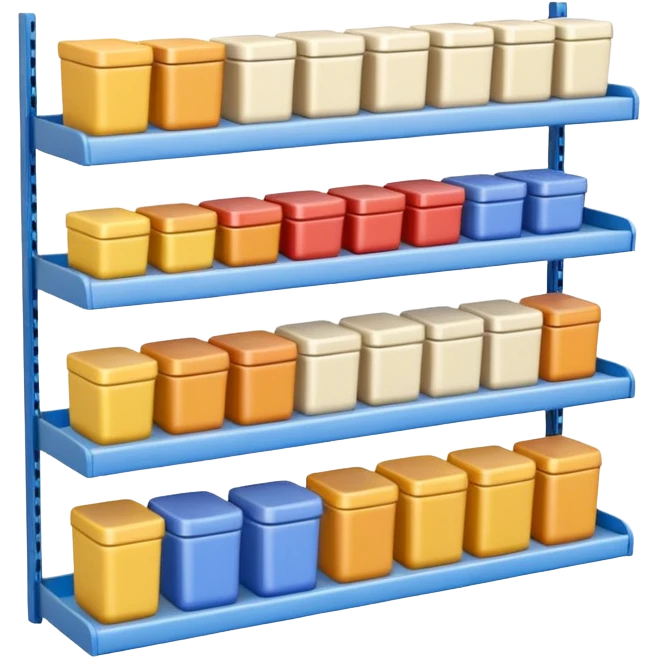3D warehouse shelf with creams emoji