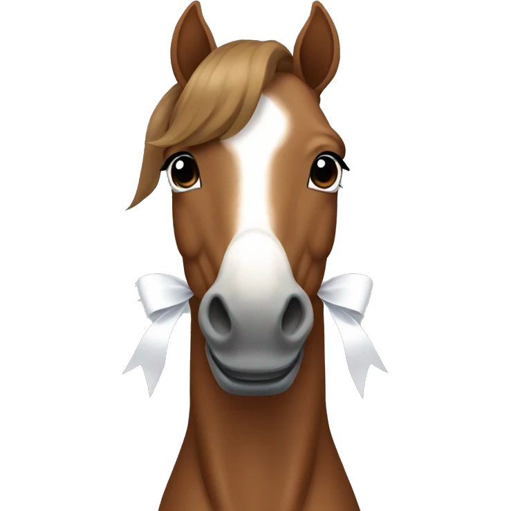 Brown horse with white bow emoji