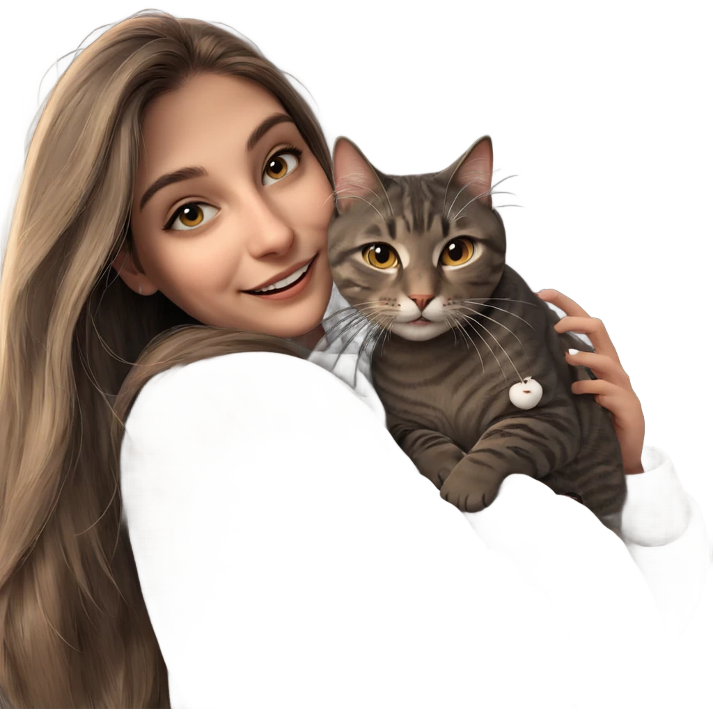 girl smiling with cat emoji