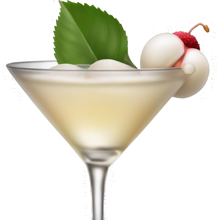 Lychee martini with 1 peeled lychee garnish emoji