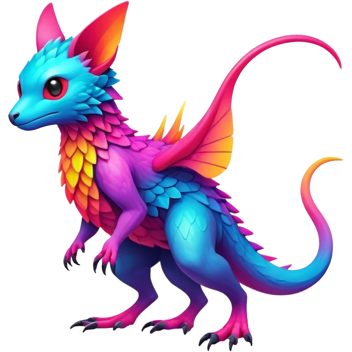 modern colorful neon-colored Fakémon-Trico-creature (full body) emoji