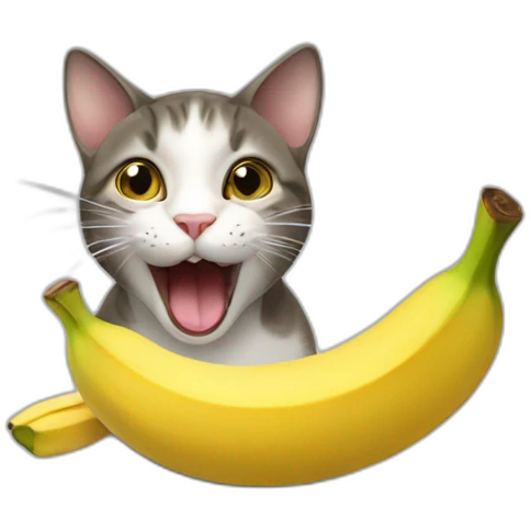 Cat eating banana emoji