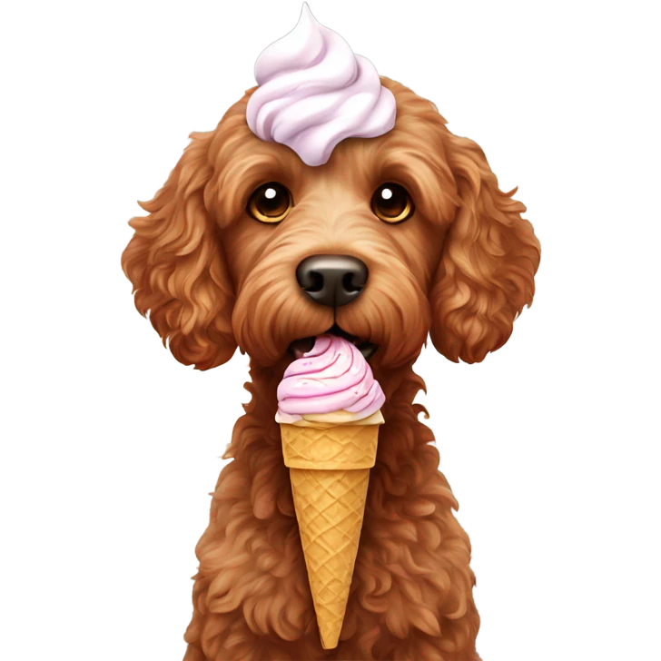 Red Labradoodle with ice cream emoji