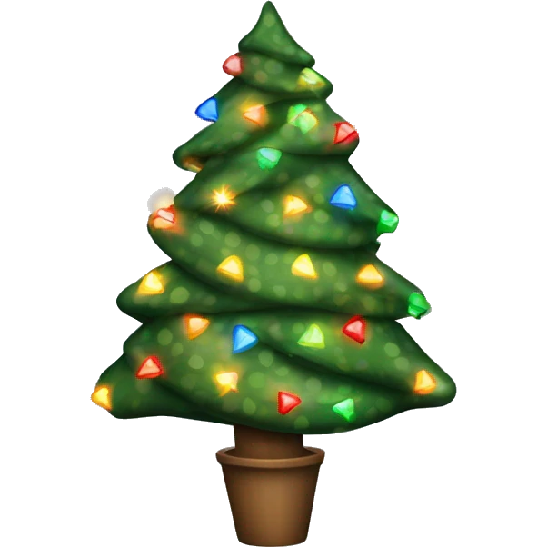 Realistic Christmas tree wrapped in lights emoji
