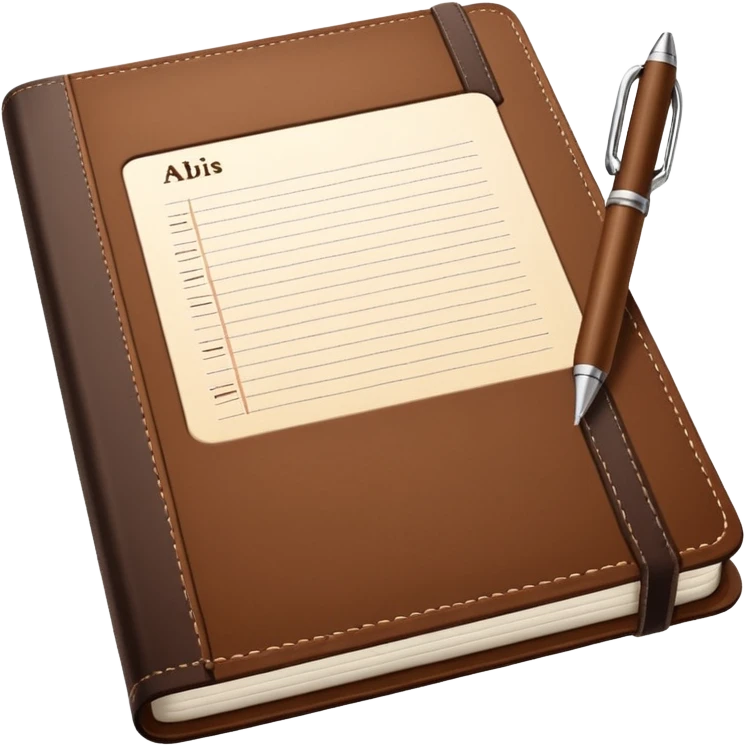 daily planner agenda leather with open page and pen emoji