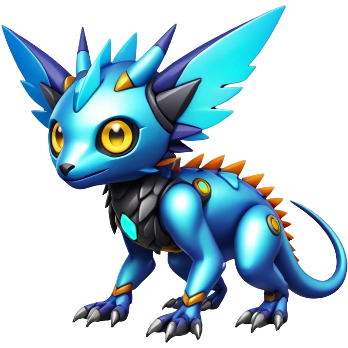  exotic shiny colorful futuristic modern cyber-Fakémon-Digimon-Trico-creature emoji