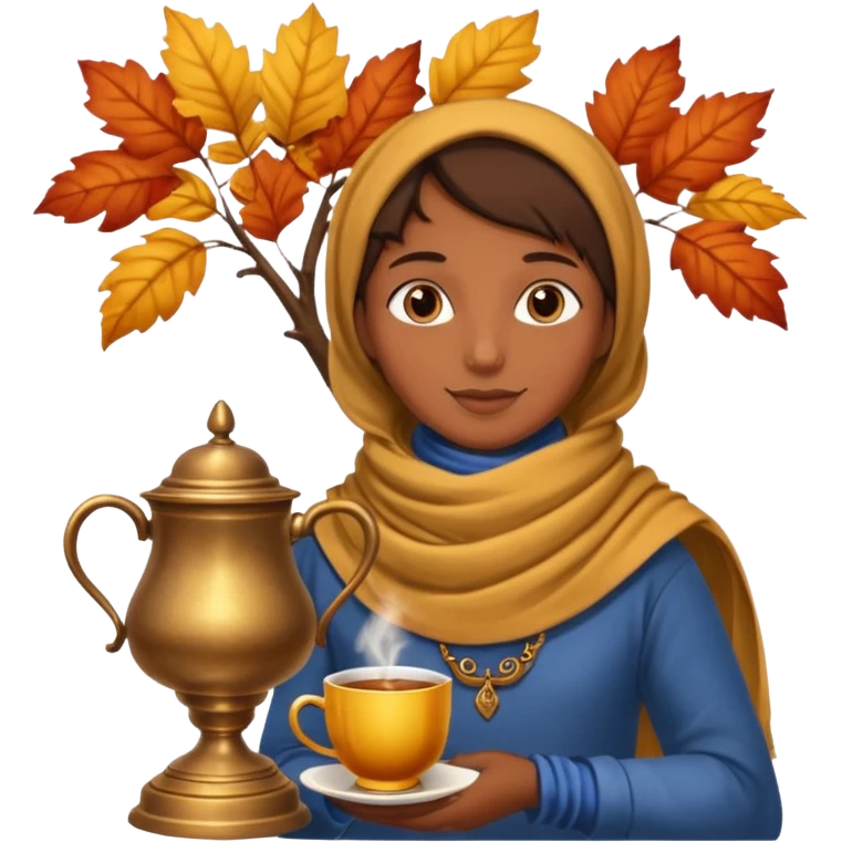 Brown The samovar and autumn and a cup emoji