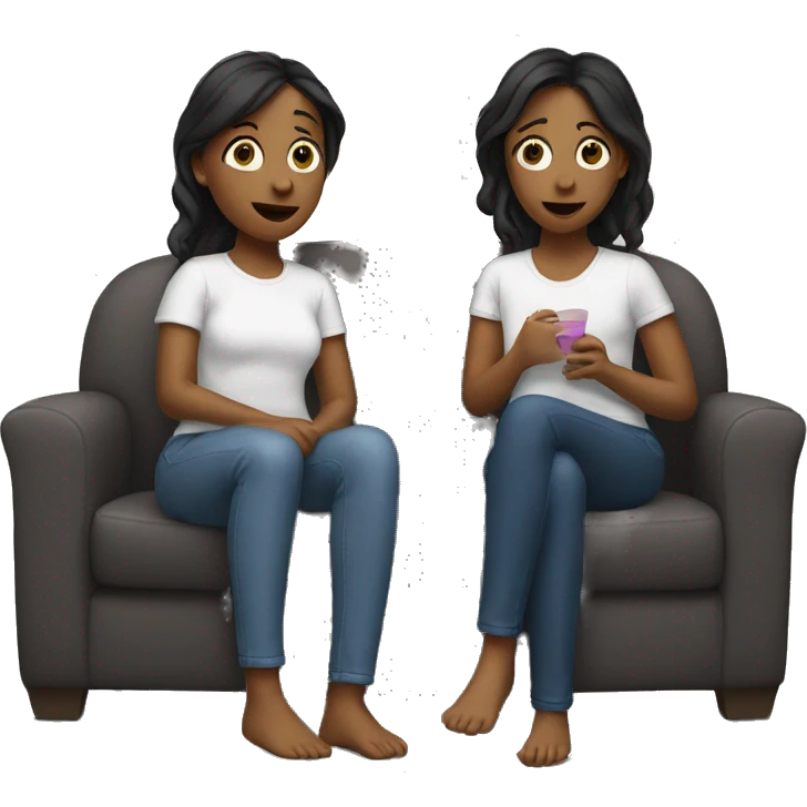 Two sisters watching tv emoji