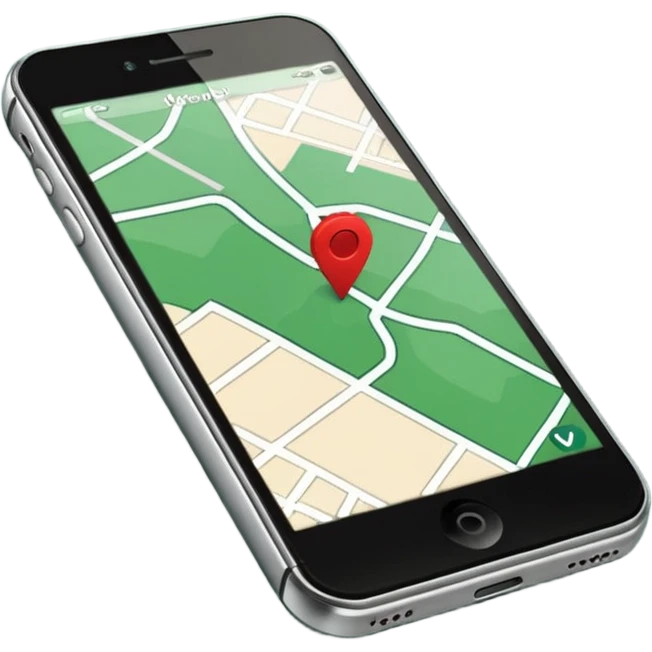 dark green geotag pointing to map on dark green iphone display emoji