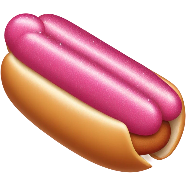 Pink glittery hot dog with pink emoji