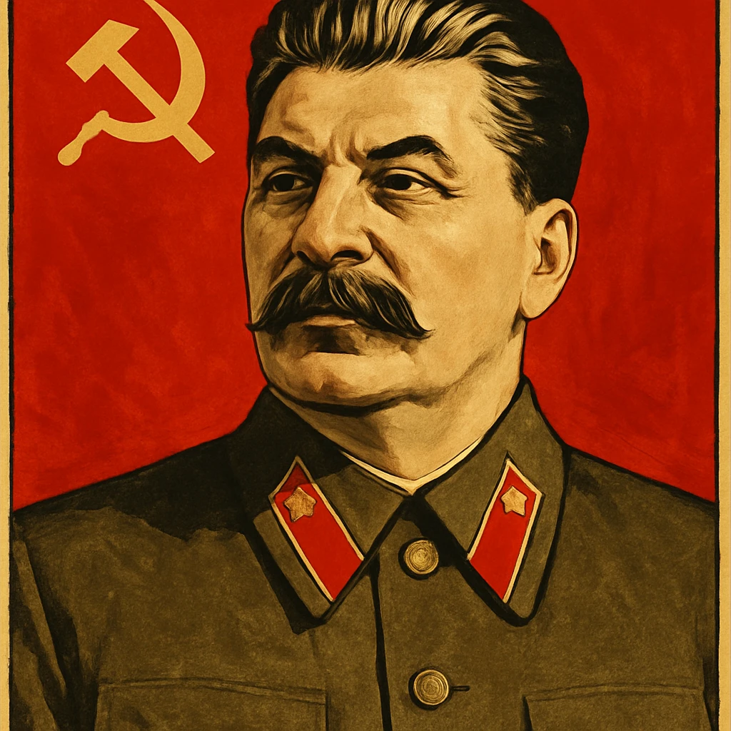 stern portrait of Stalin in a classic Soviet propaganda poster style emoji