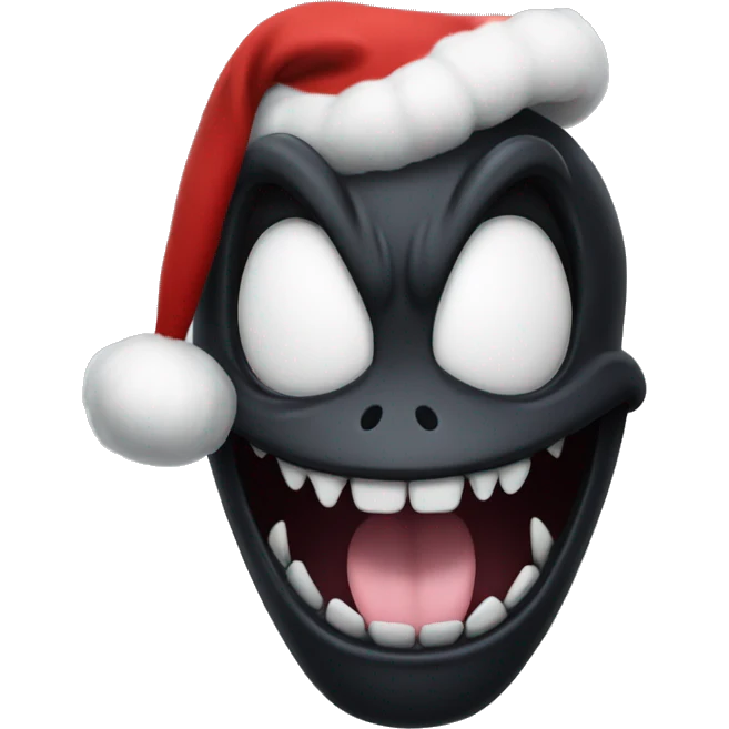 Venom being happy while wearing a Christmas hat emoji