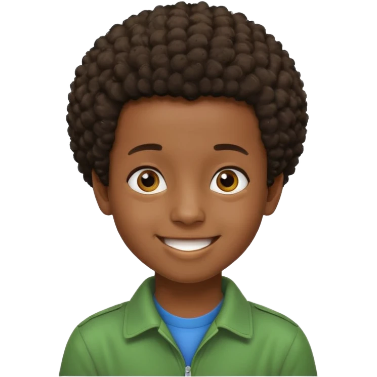 Ethiopian young boy, playful expression, short afro hair emoji