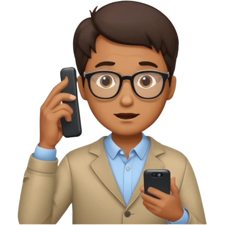 confused guy with phone in hand turned to left qualterly emoji