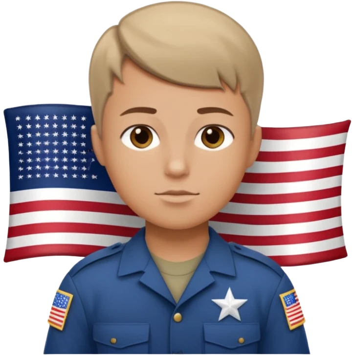 generate realistic white american soldier with small usa flag on shoulder emoji
