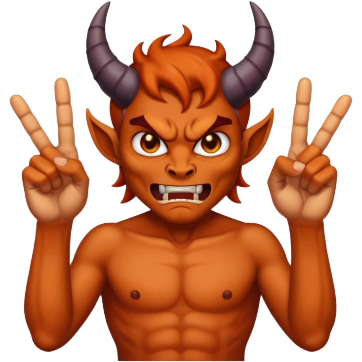 A demon with 2 hands and the hands are middle fingers emoji